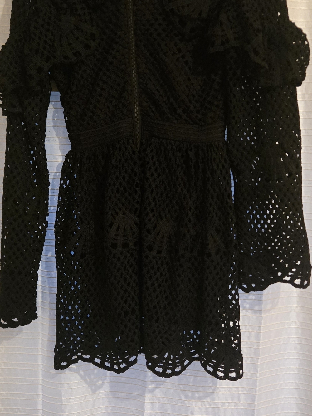 Elegant Black Crochet Long-Sleeve Dress